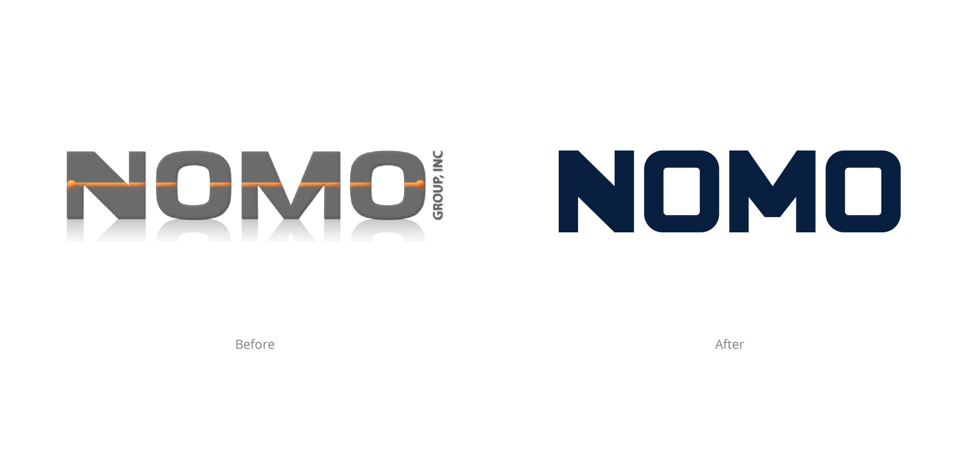 Logotipo de Nomo antes y después del rebranding